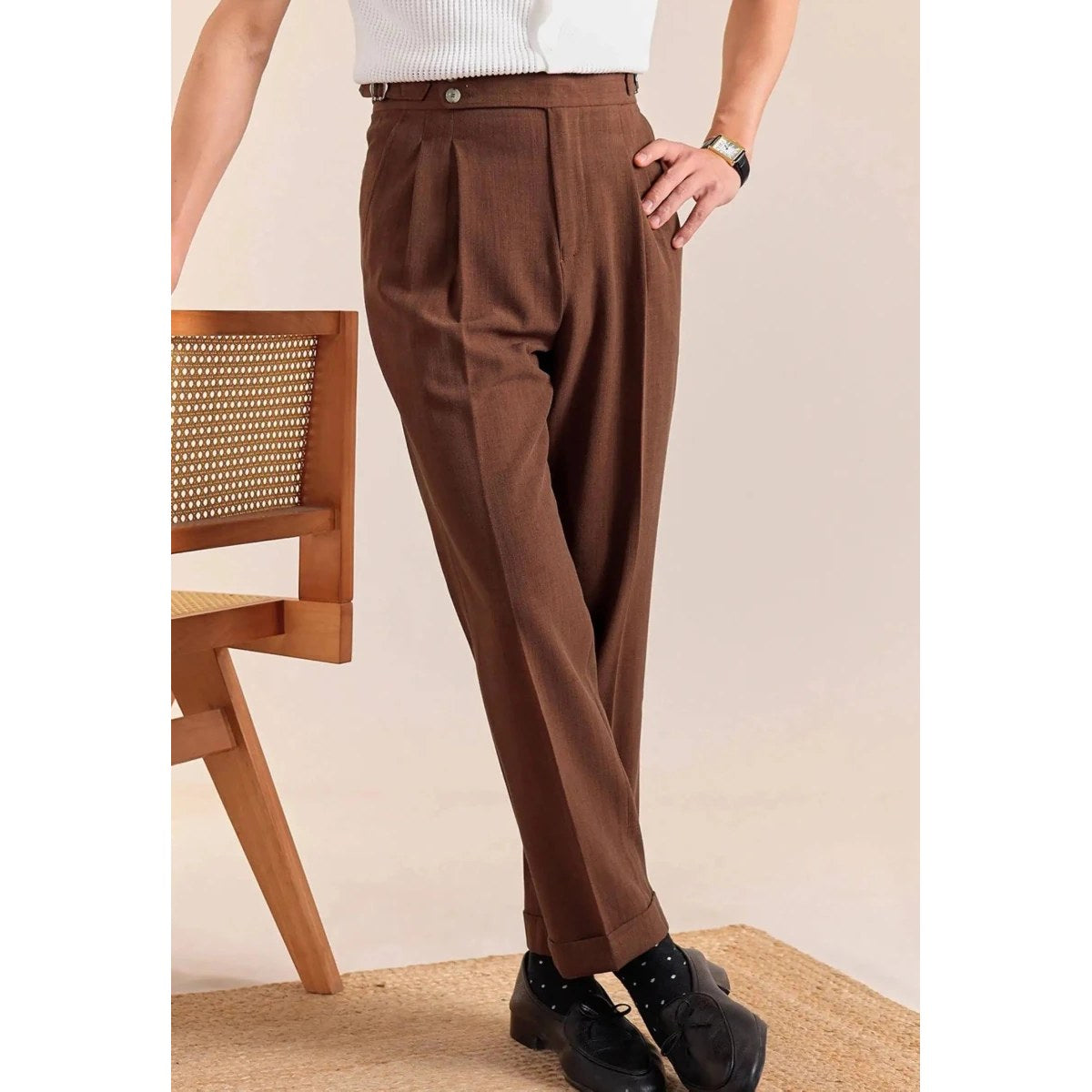 Double-pleat neapolitan trousers