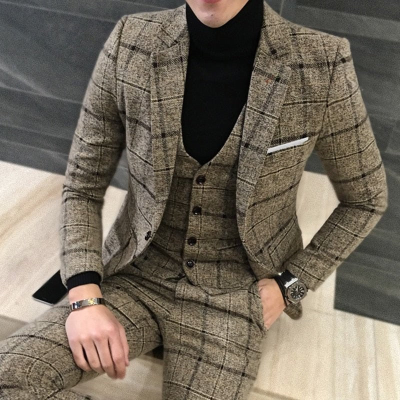 Duncan Three-Piece Plaid Suit