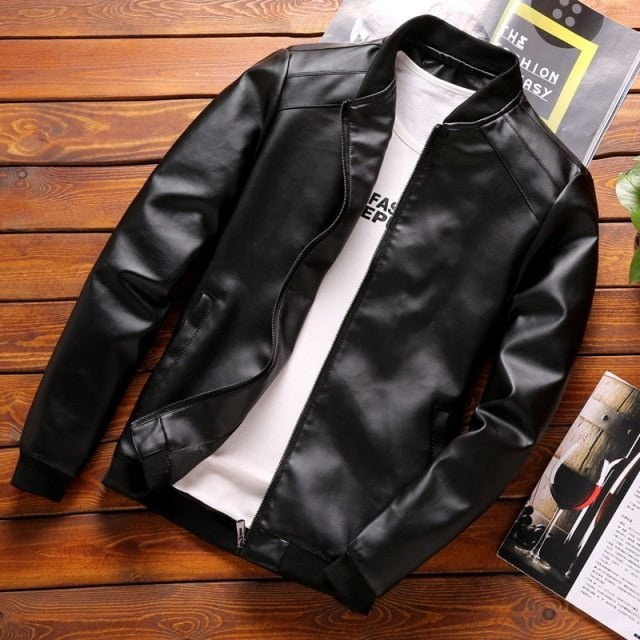 Faux-Leather Streetwear Jacket