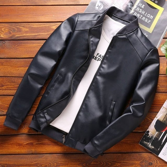 Faux-Leather Streetwear Jacket