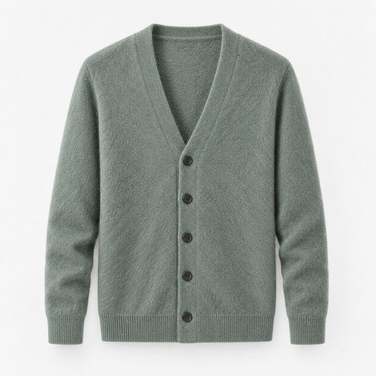 Fine knit cashmere v neck cardigan
