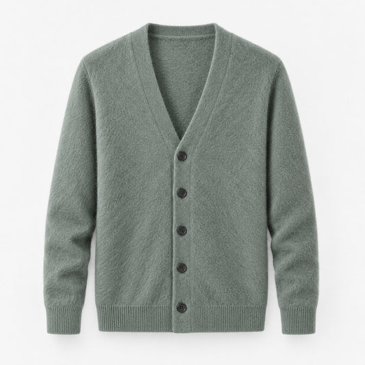 Fine knit cashmere v neck cardigan