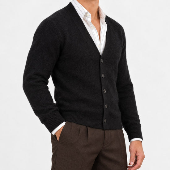 Fine knit cashmere v neck cardigan