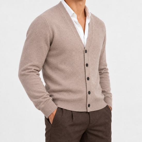 Fine knit cashmere v neck cardigan