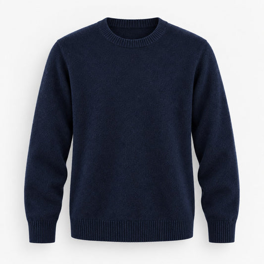 Fine knit wool crew neck sweater