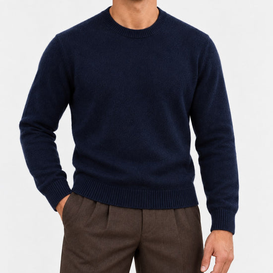 Fine knit wool crew neck sweater