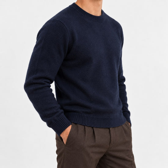 Fine knit wool crew neck sweater