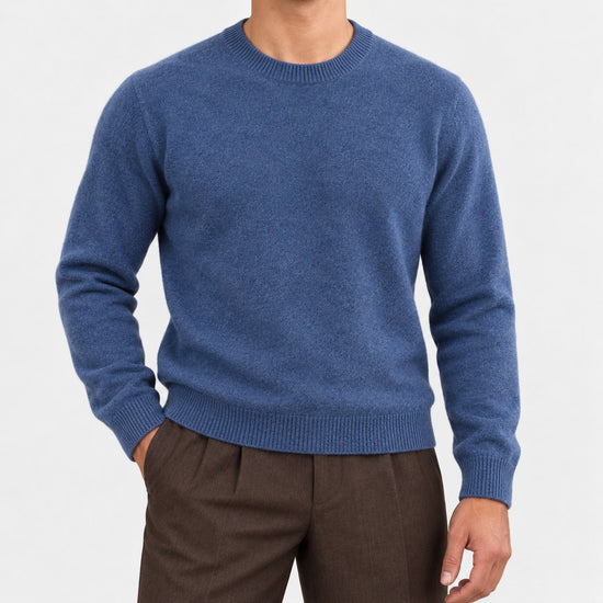 Fine knit wool crew neck sweater