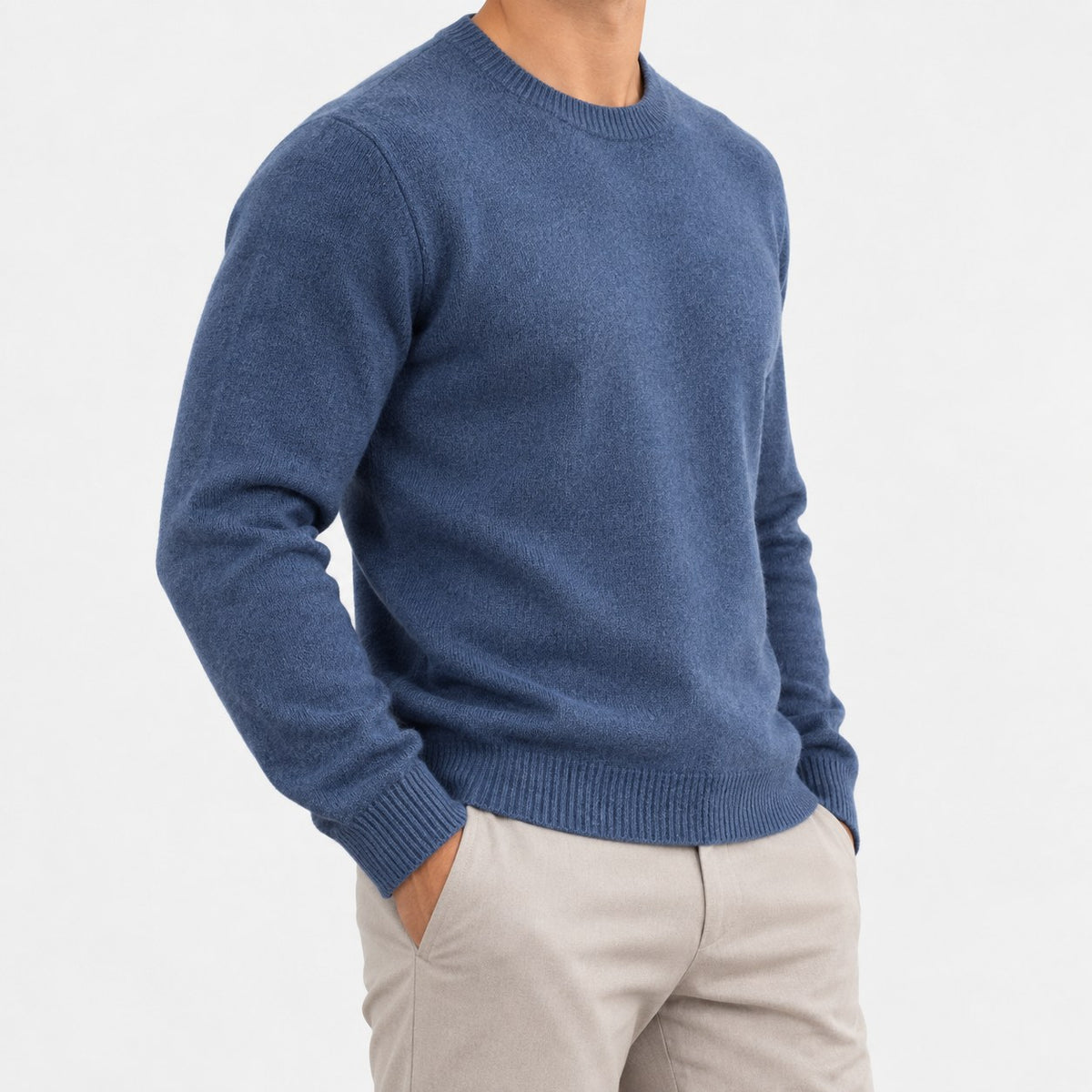 Fine knit wool crew neck sweater