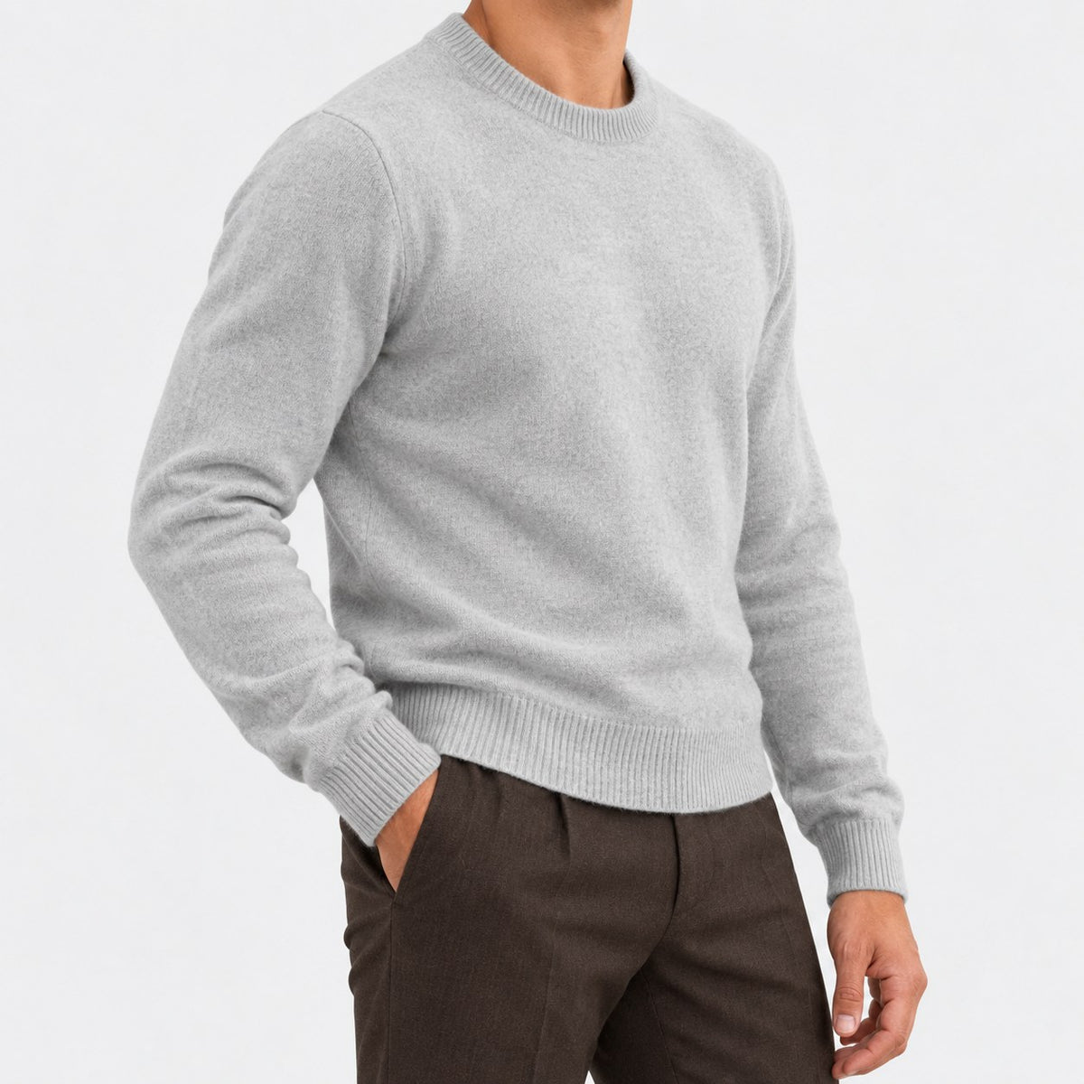 Fine knit wool crew neck sweater