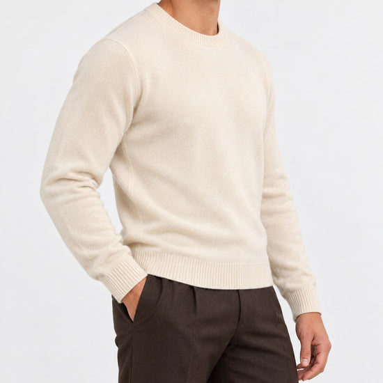 Fine knit wool crew neck sweater