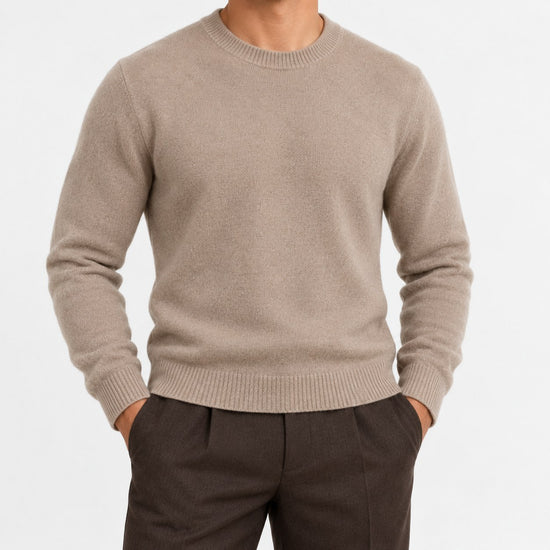Fine knit wool crew neck sweater
