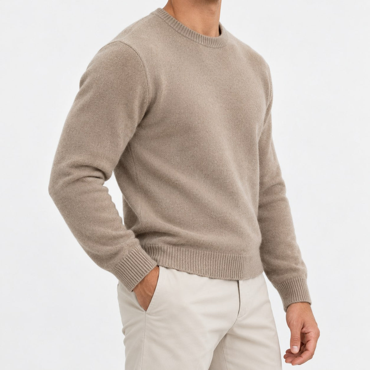 Fine knit wool crew neck sweater