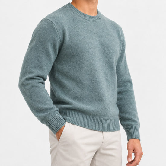Fine knit wool crew neck sweater