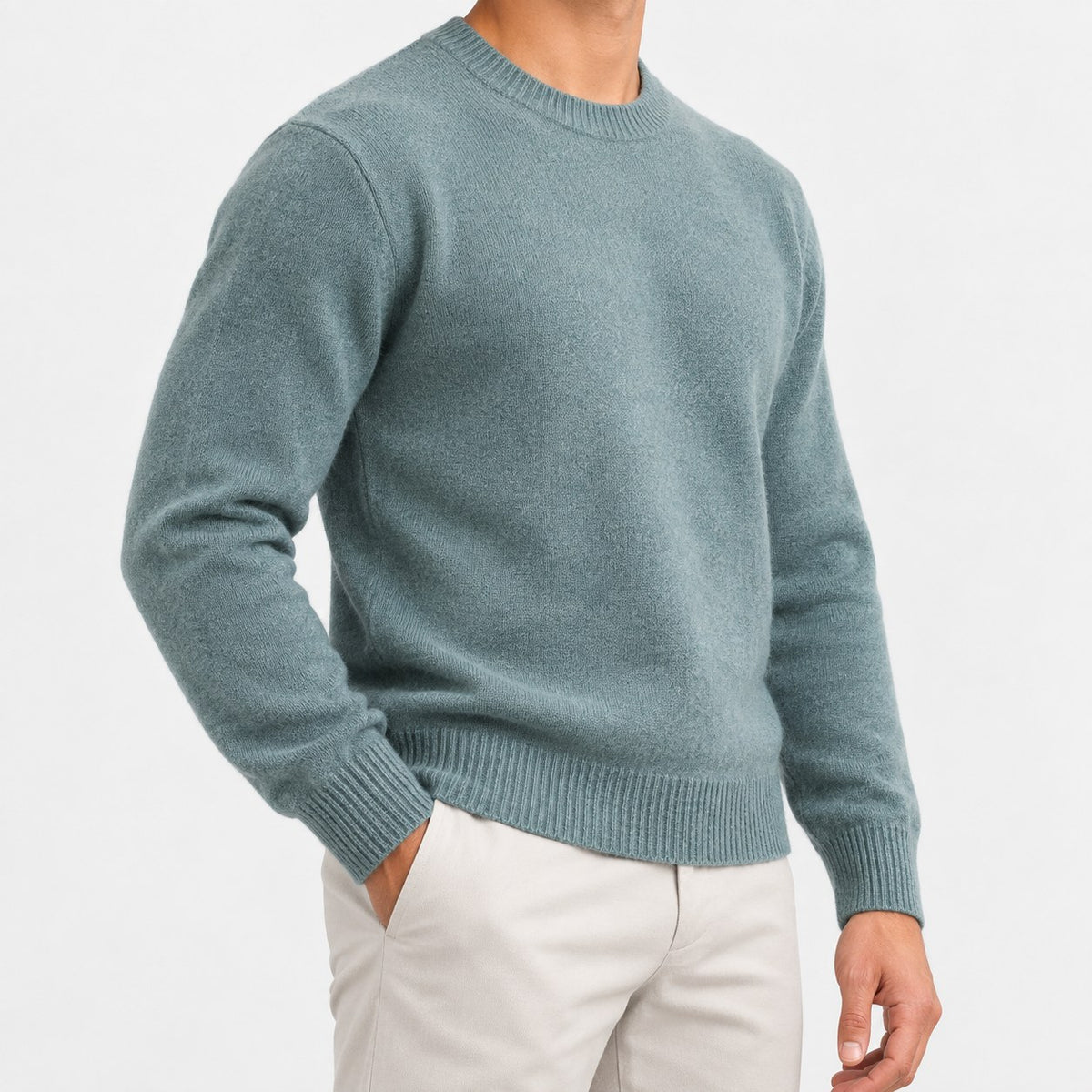 Fine knit wool crew neck sweater