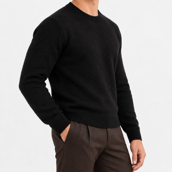 Fine knit wool crew neck sweater