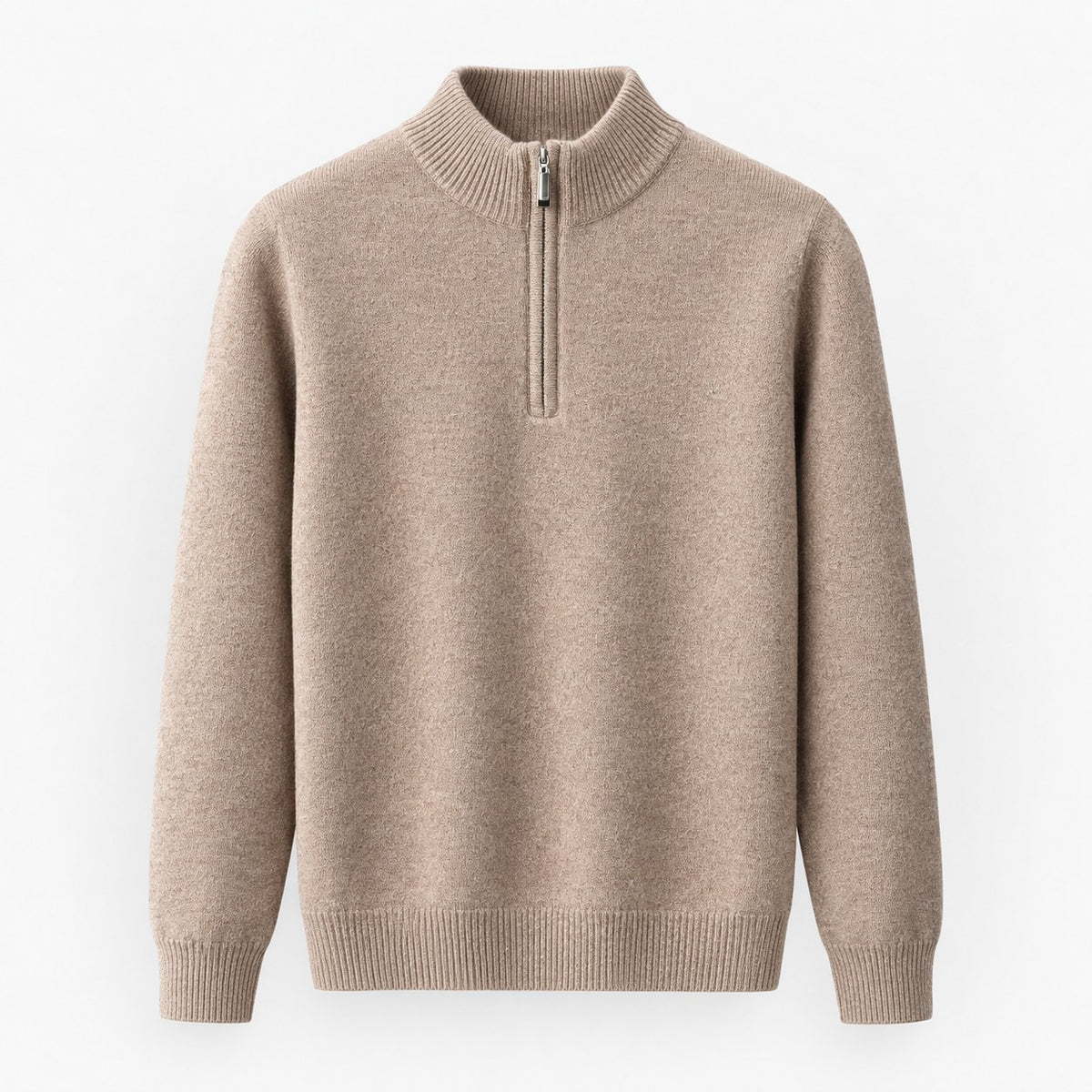 Fine knit wool quarter zip sweater