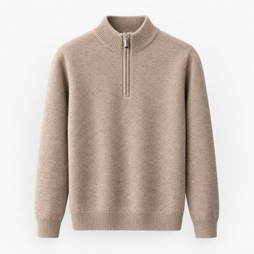 Fine knit wool quarter zip sweater