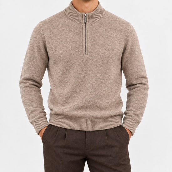 Fine knit wool quarter zip sweater