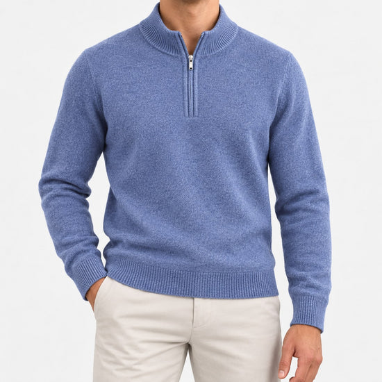 Fine knit wool quarter zip sweater