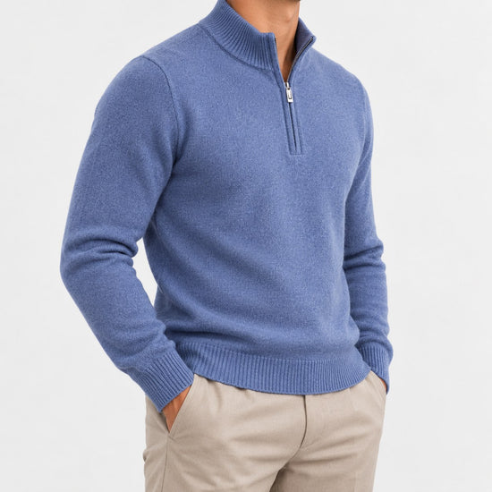 Fine knit wool quarter zip sweater
