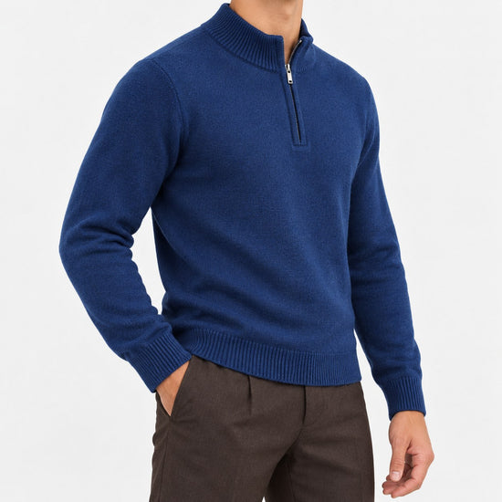 Fine knit wool quarter zip sweater