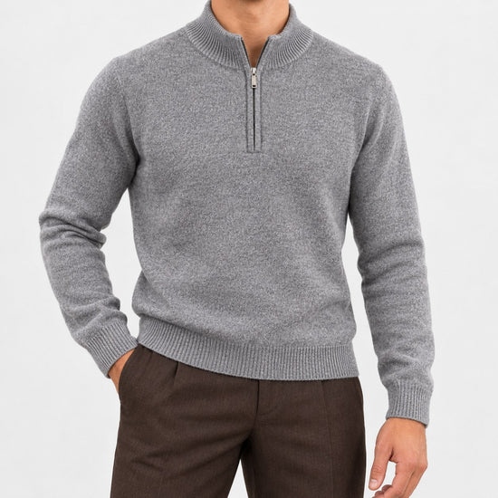 Fine knit wool quarter zip sweater