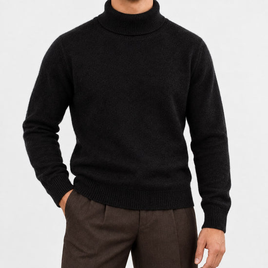 Fine knit wool turtleneck sweater