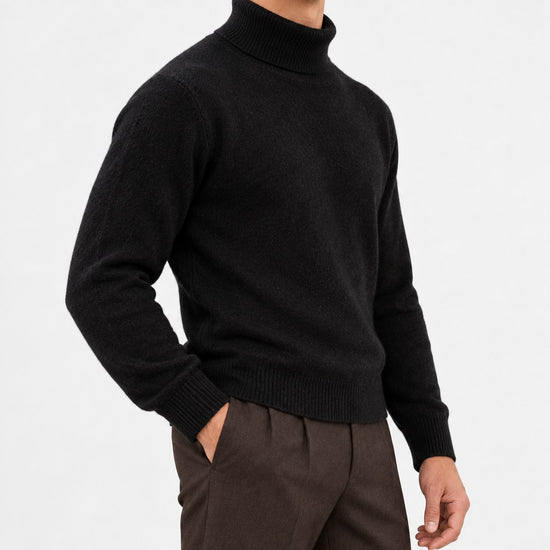 Fine knit wool turtleneck sweater