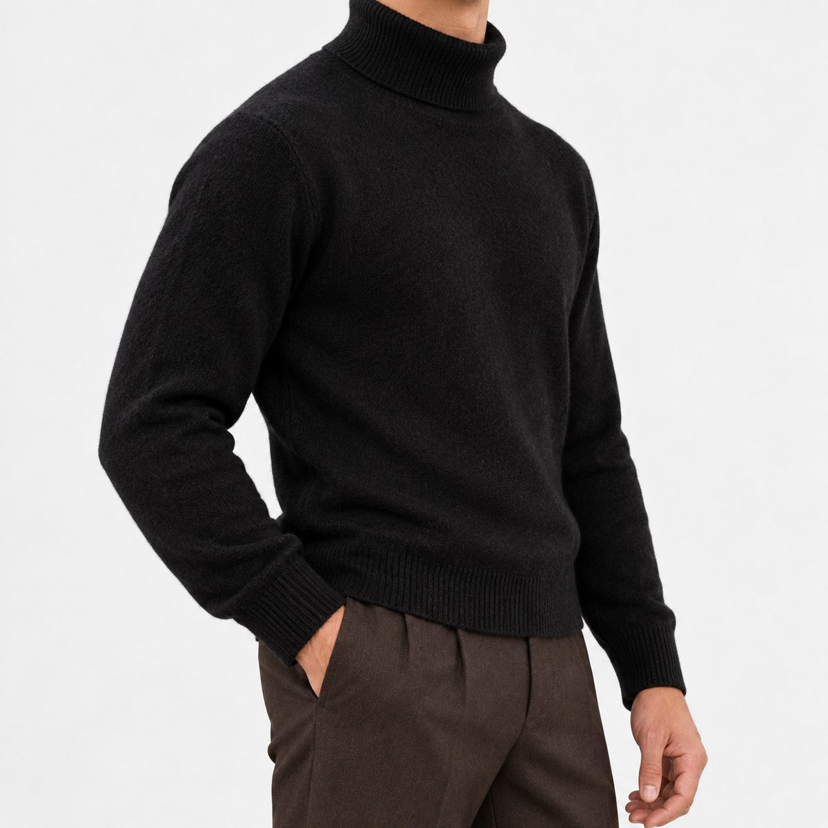 Fine knit wool turtleneck sweater