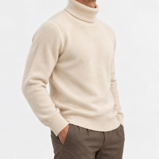 Fine knit wool turtleneck sweater
