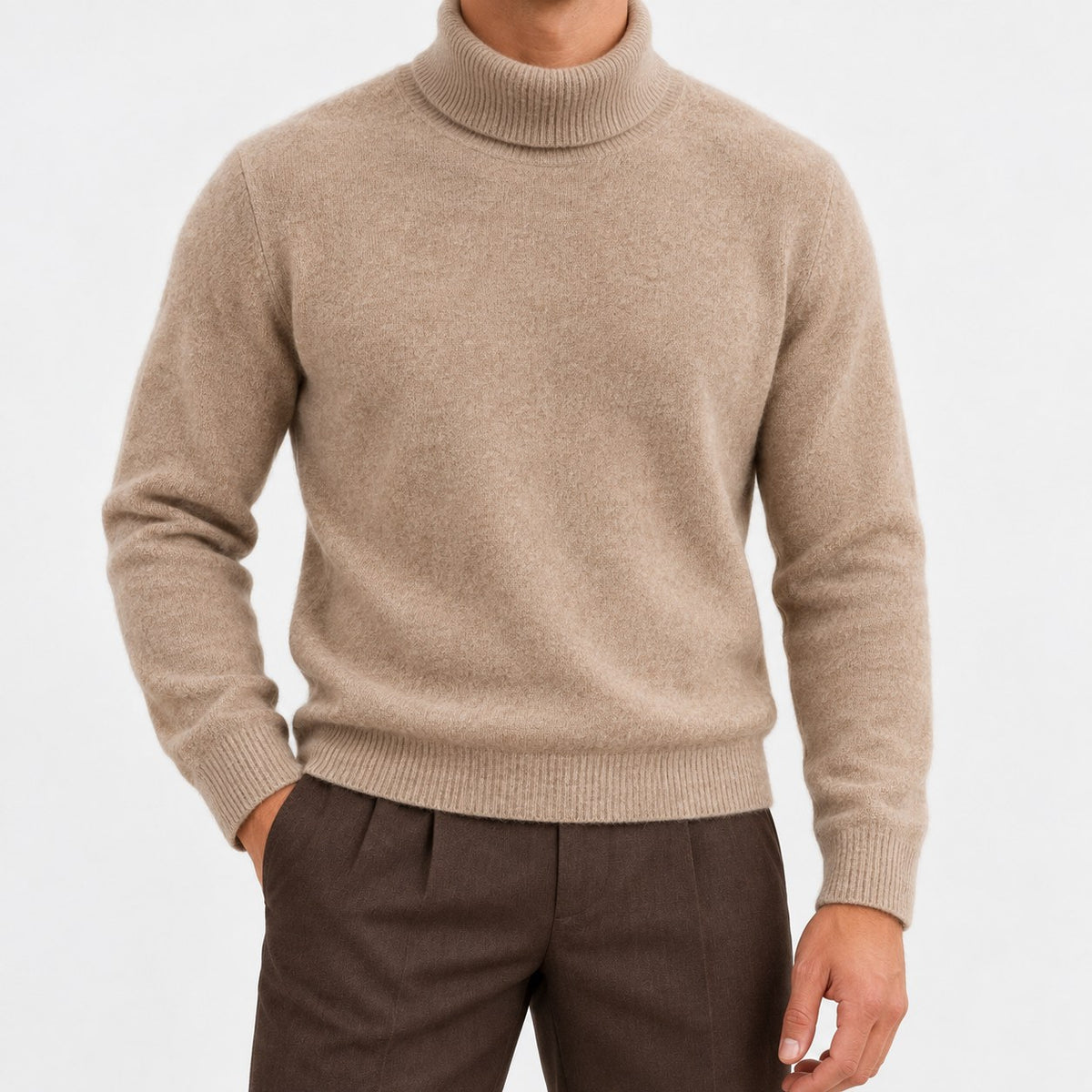 Fine knit wool turtleneck sweater