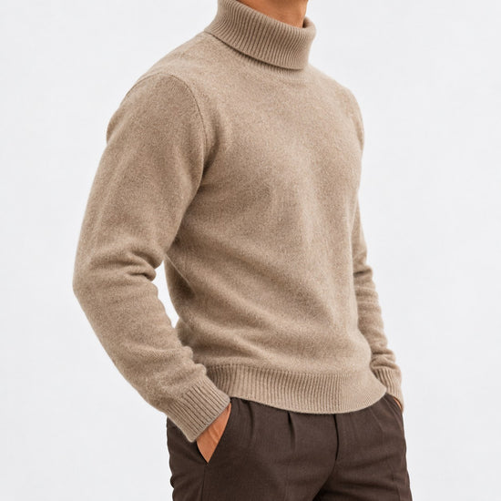 Fine knit wool turtleneck sweater