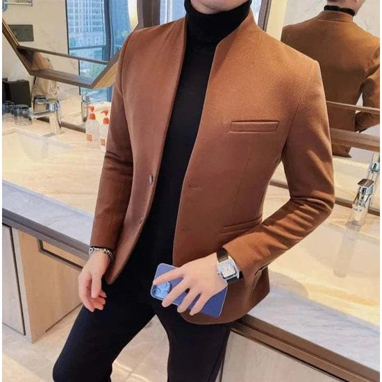 Formal blazer with round collar