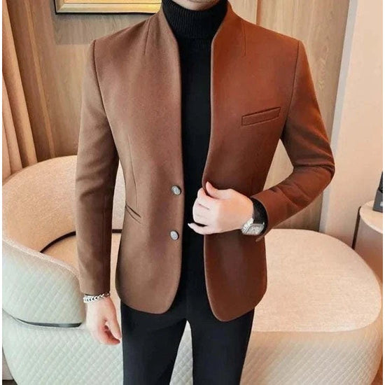 Formal blazer with round collar