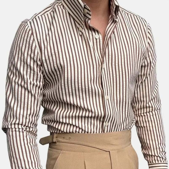 Formal striped long sleeve shirt