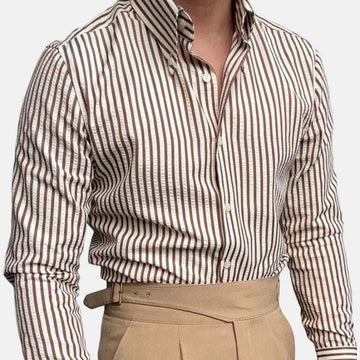 Formal striped long sleeve shirt