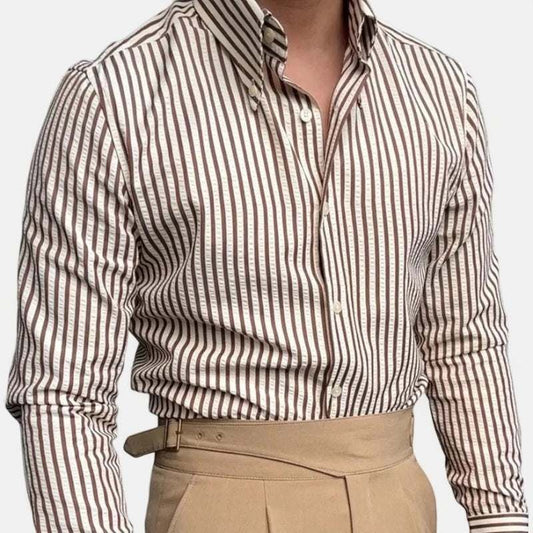 Formal striped long sleeve shirt