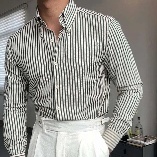 Formal striped long sleeve shirt