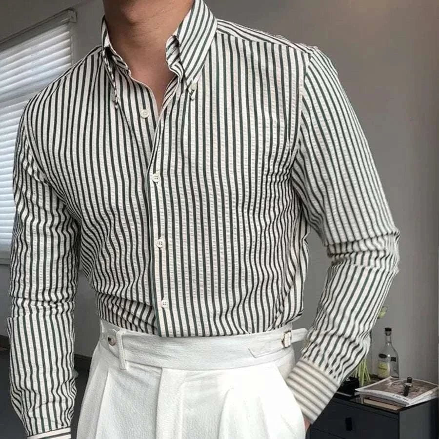 Formal striped long sleeve shirt