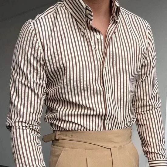 Formal striped long sleeve shirt