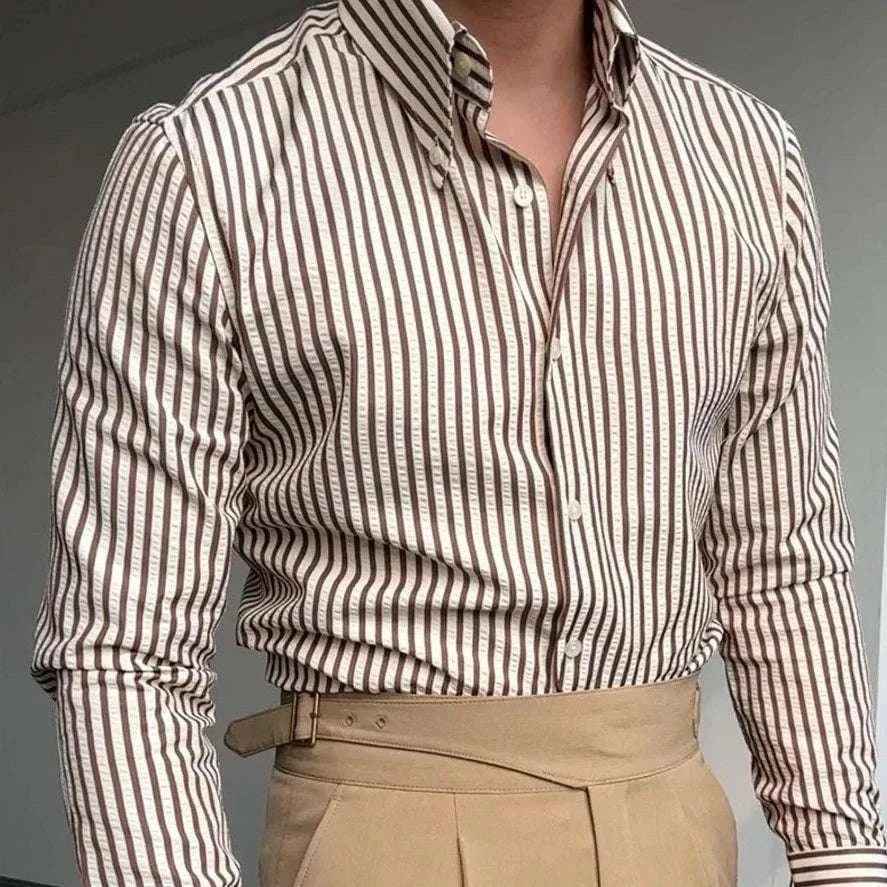 Formal striped long sleeve shirt