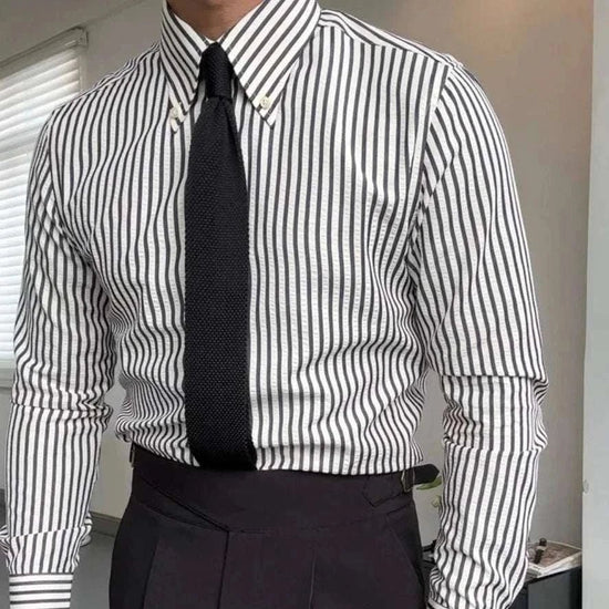 Formal striped long sleeve shirt
