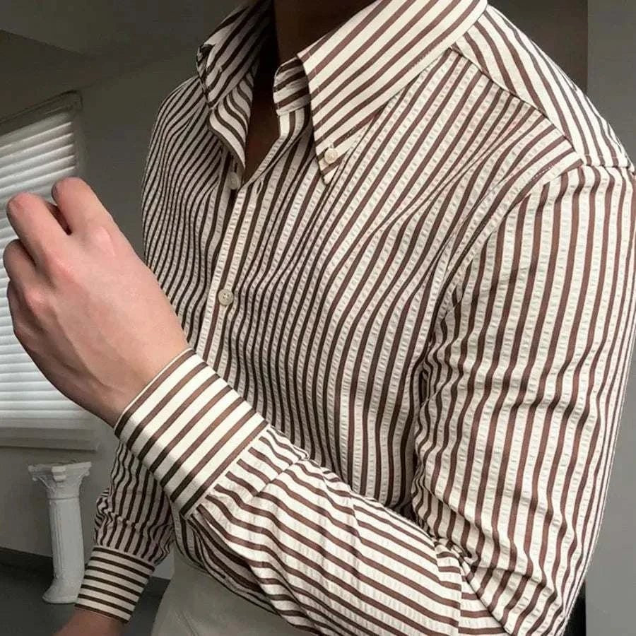 Formal striped long sleeve shirt