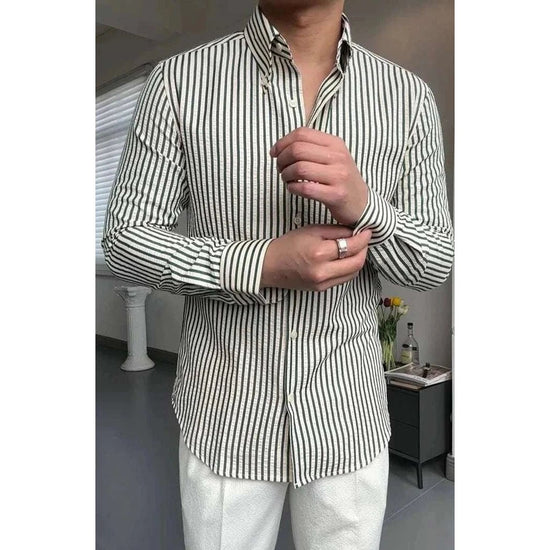 Formal striped long sleeve shirt