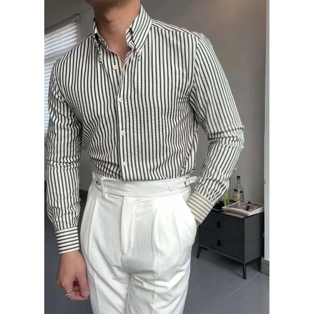 Formal striped long sleeve shirt