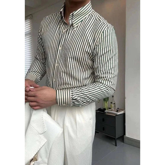 Formal striped long sleeve shirt