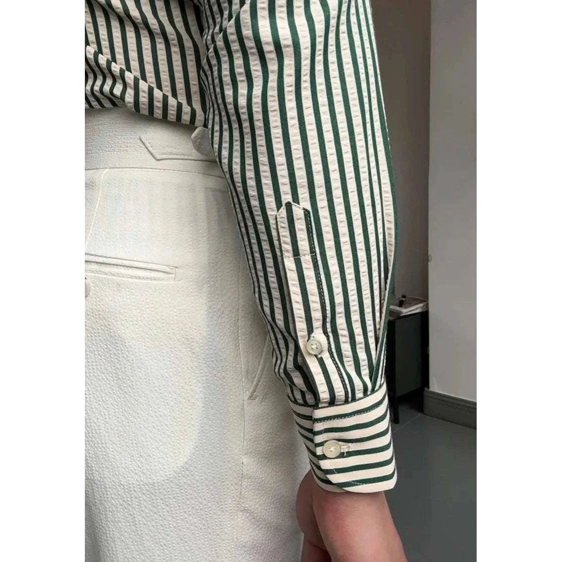 Formal striped long sleeve shirt