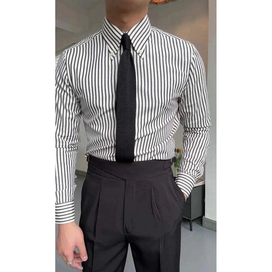 Formal striped long sleeve shirt
