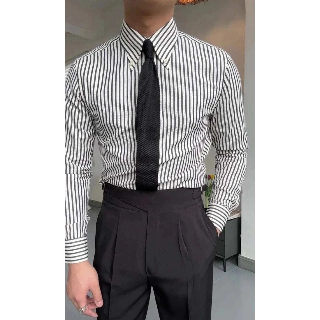 Formal striped long sleeve shirt